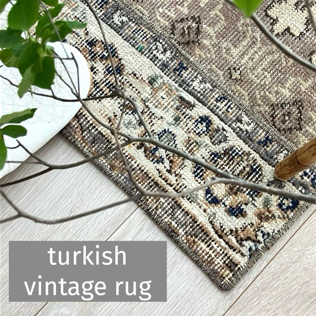 パッチワーク✳︎56×75✳︎キャラメル　マロンブラウン　トルコヴィンテージラグ