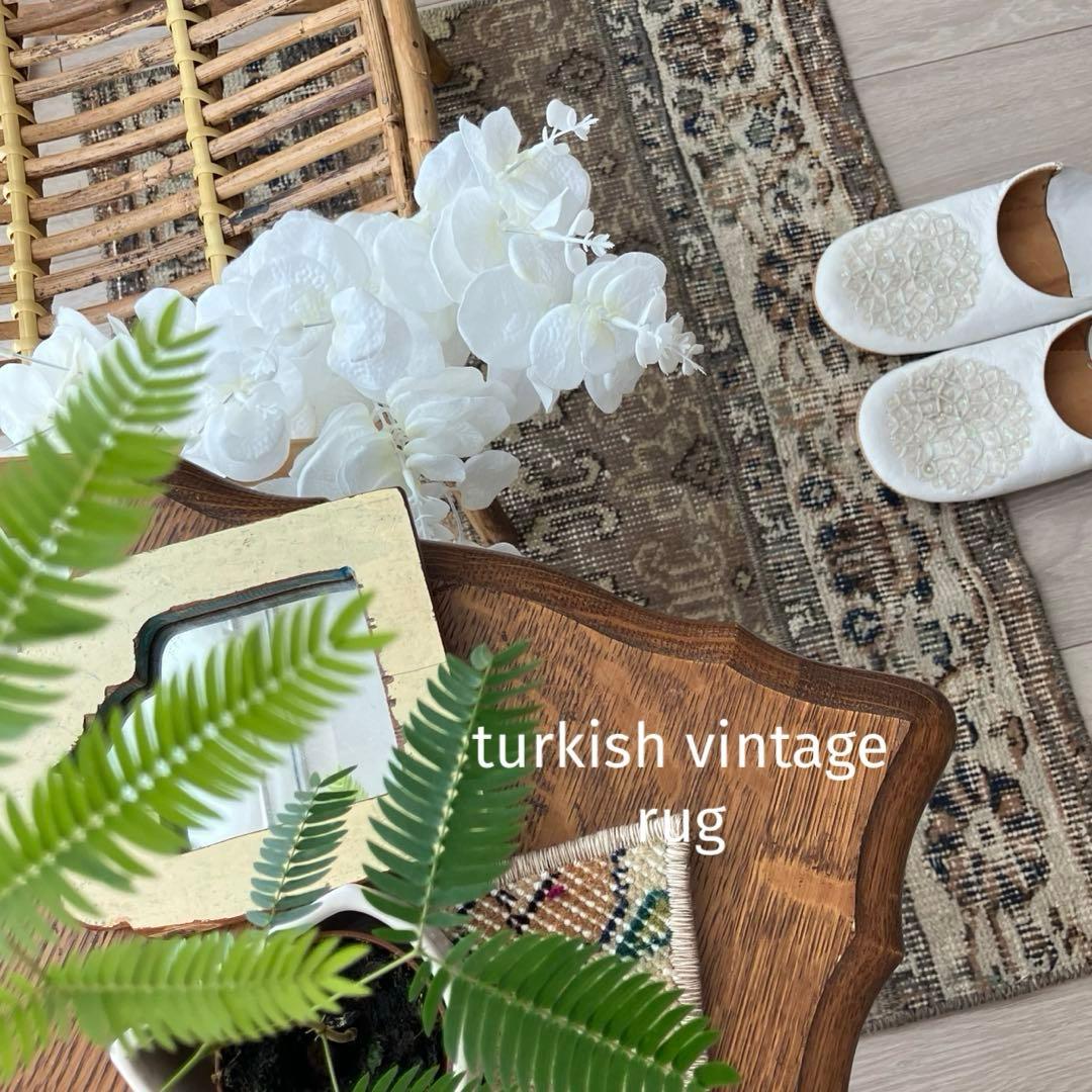 パッチワーク✳︎56×75✳︎キャラメル　マロンブラウン　トルコヴィンテージラグ