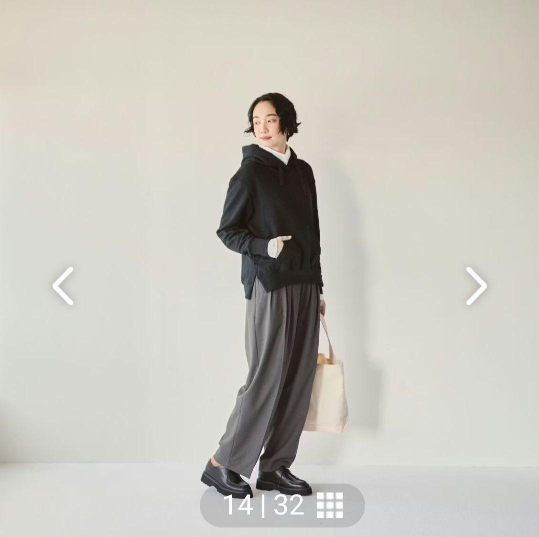 北欧、暮らしの道具店　スッキリ着られる大人のパーカー　ブラック　グレー