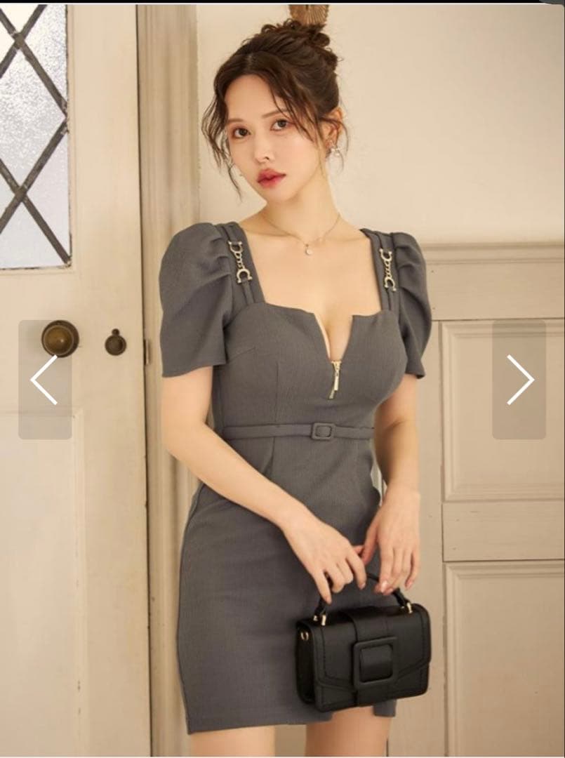 フロントジップワッフルタイトミニドレス/キャバドレス/JEWELS/ジュエルズ