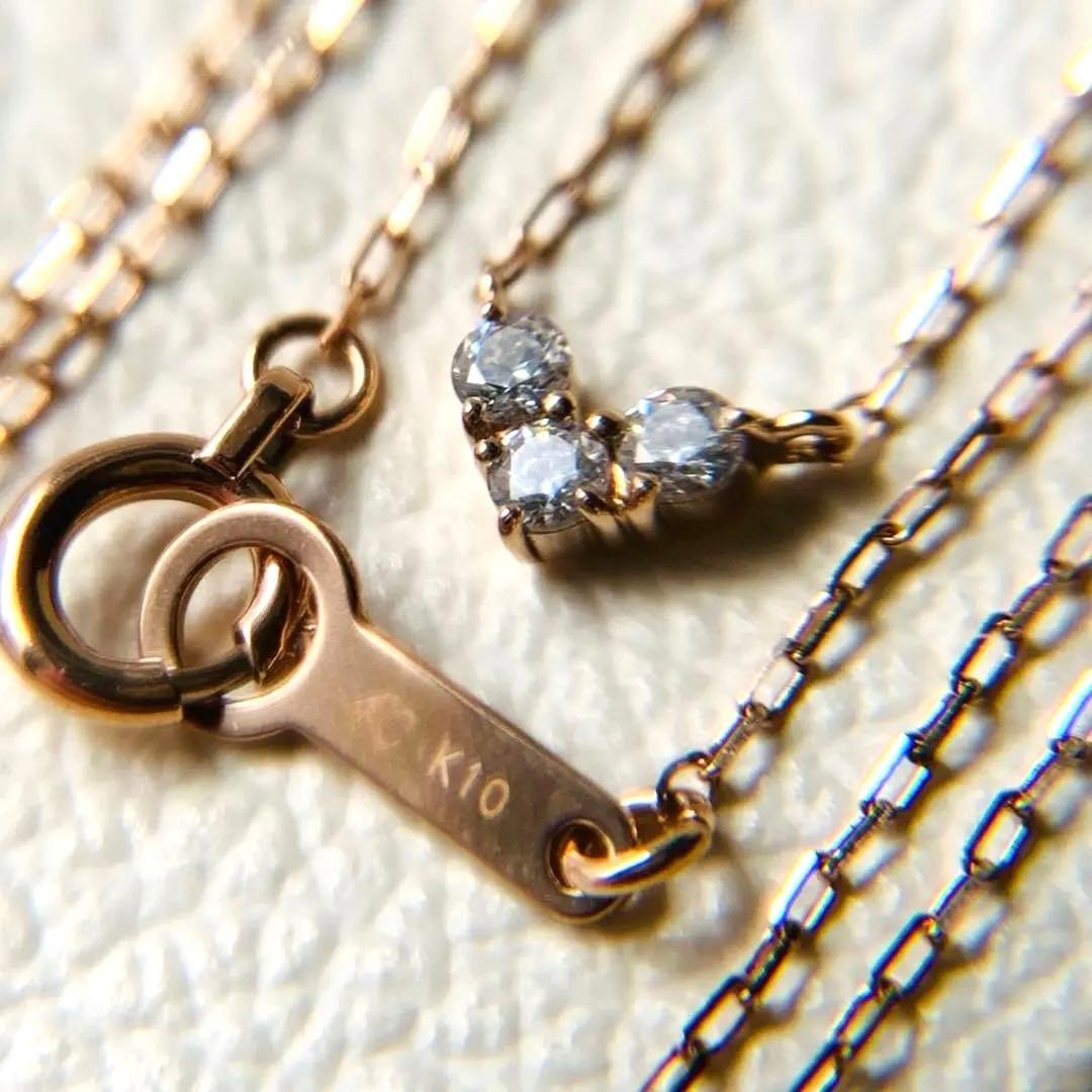 美品 k10 4°C ネックレス ハート ピンクゴールド