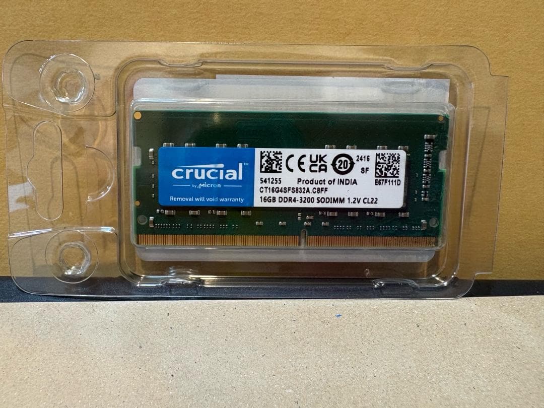 新品未使用 Crucial 16GB DDR4-3200 ノートPC用メモリ