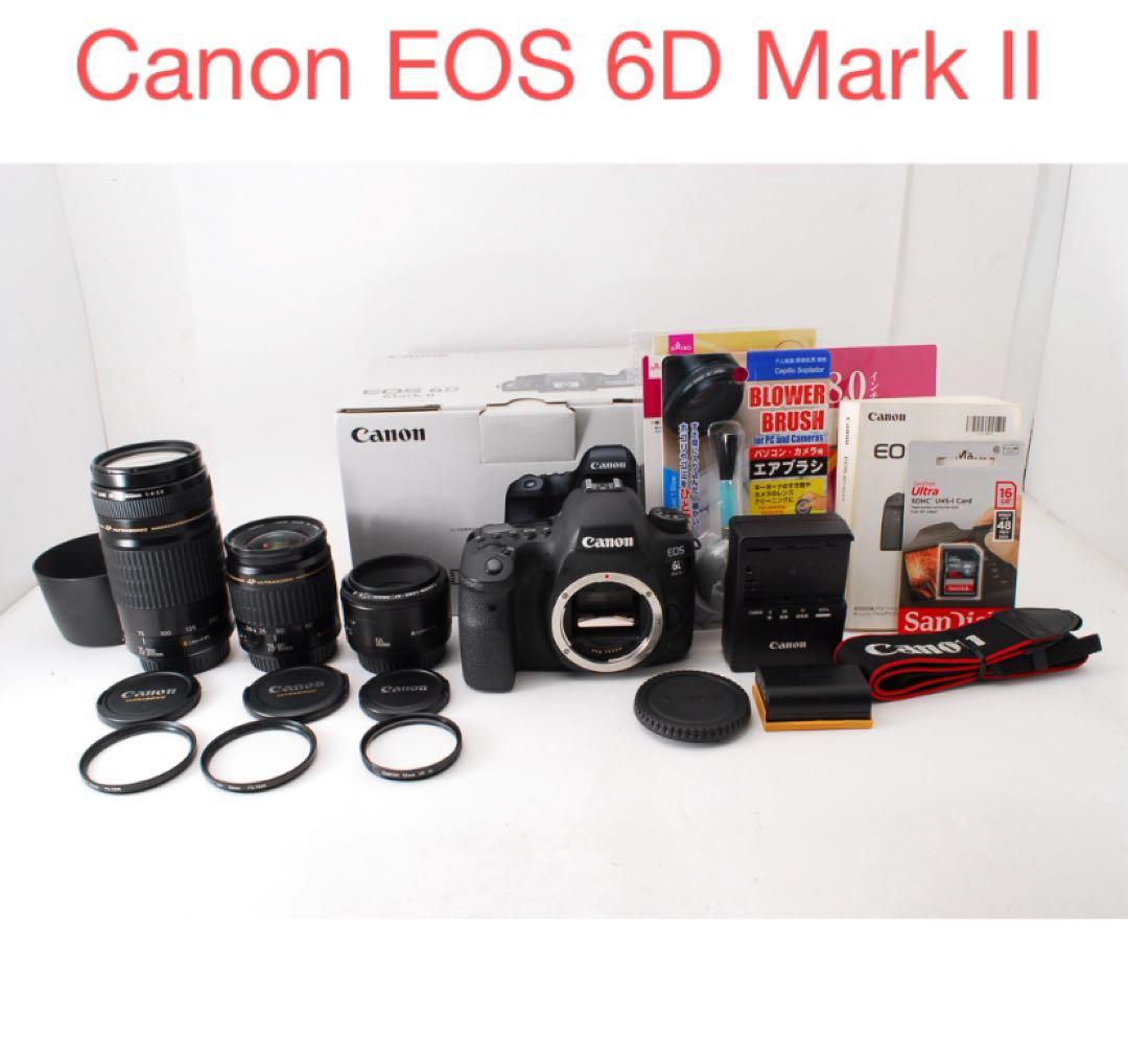 美品　Canon EOS 6D mark II標準&望遠&単焦点レンズセット