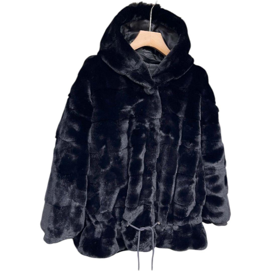 ミラノ発　毛皮コート　ミンクカシミヤ混　フード付き ジャケット　レディース　M