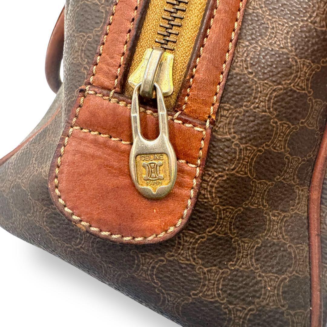 CELINE 　マカダム ハンドバッグ ミニボストン ブラウン