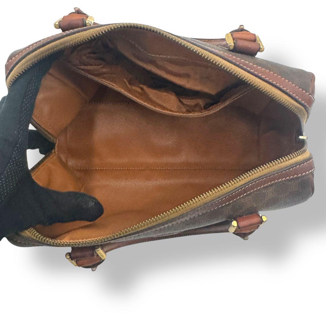 CELINE 　マカダム ハンドバッグ ミニボストン ブラウン