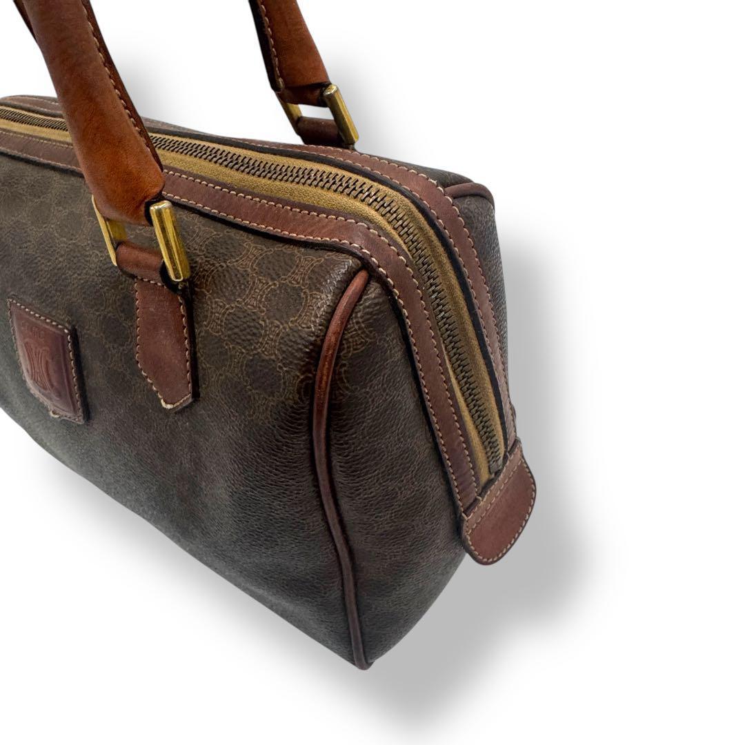 CELINE 　マカダム ハンドバッグ ミニボストン ブラウン