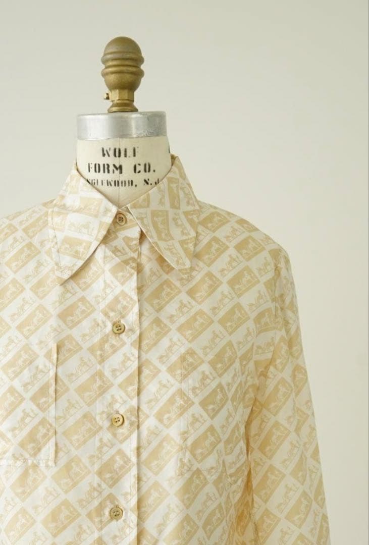 HERMES◇エルメス◇ロゴ総柄シャツ