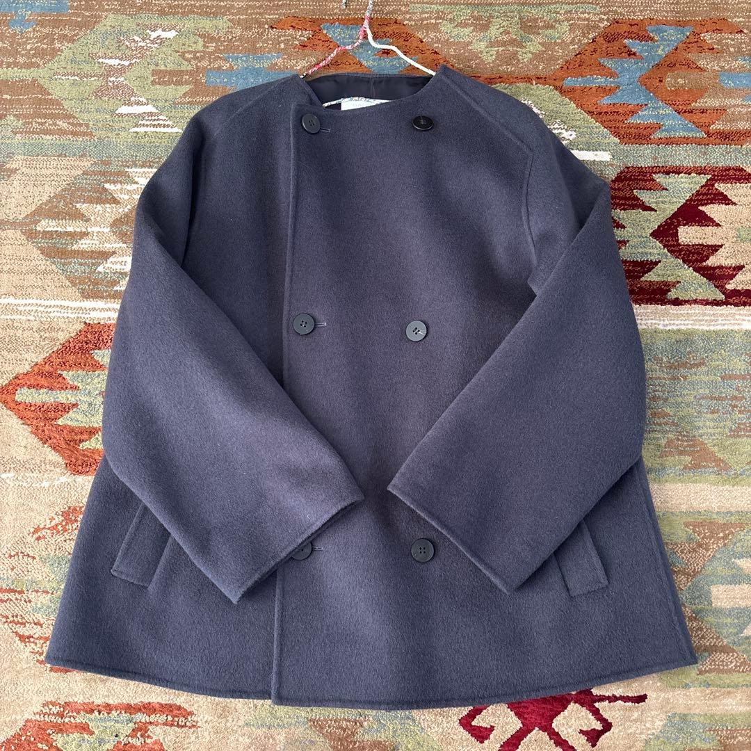 美品ギャルリーヴィー　ウールダブルフェイス カラーレス　トレンチショートコート