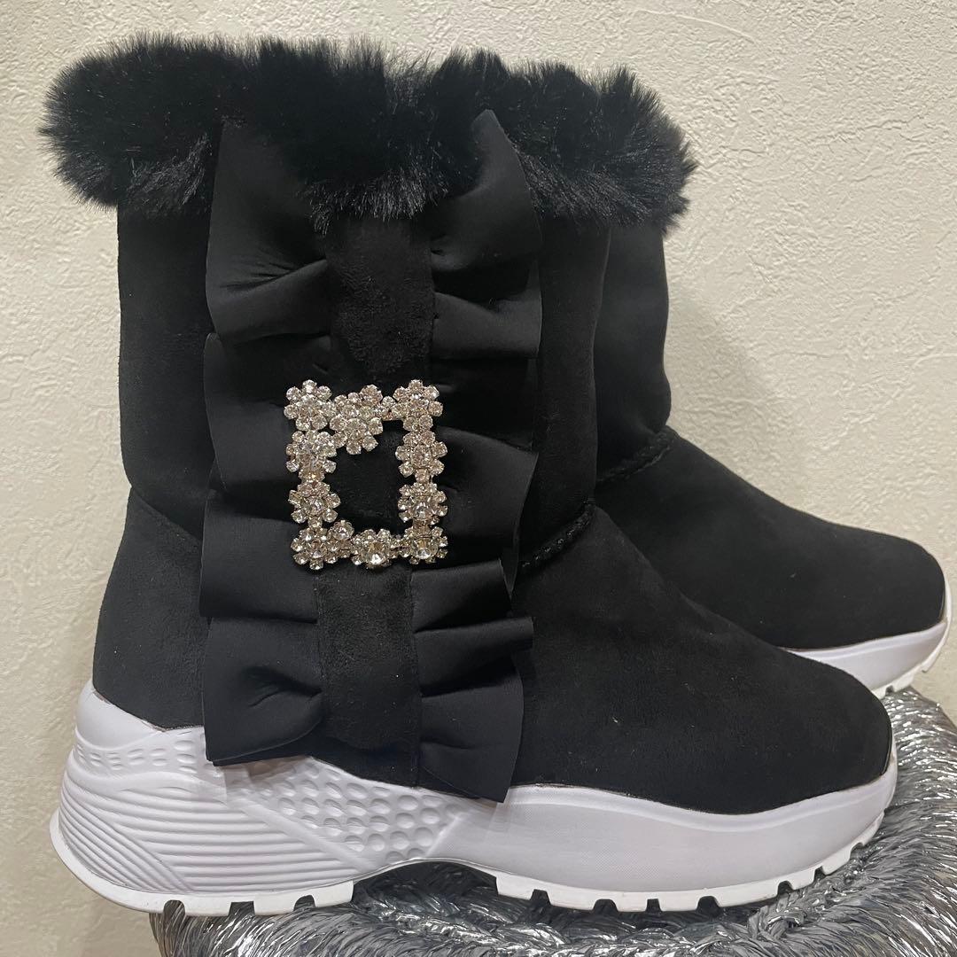 &LOVE 厚底 ビジュー もこもこ スニーカーブーツ　ゴージャス　L