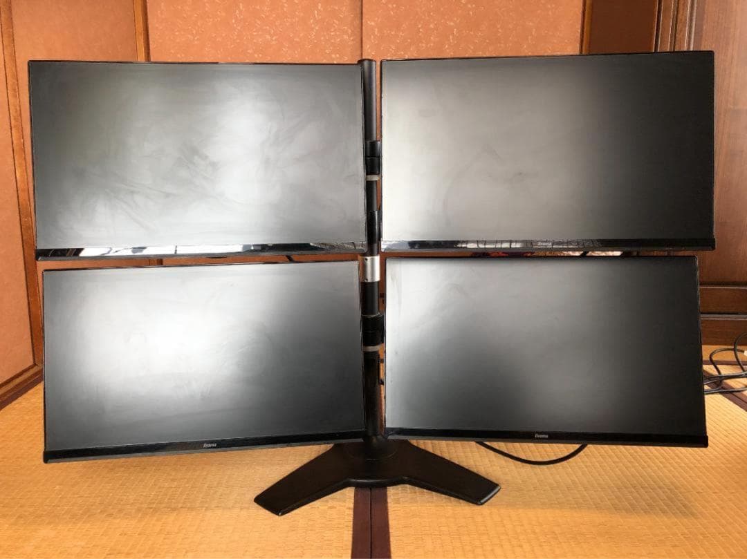 【1/15までの直接引き取り限定】iiyama 4台モニター デュアルスタンド
