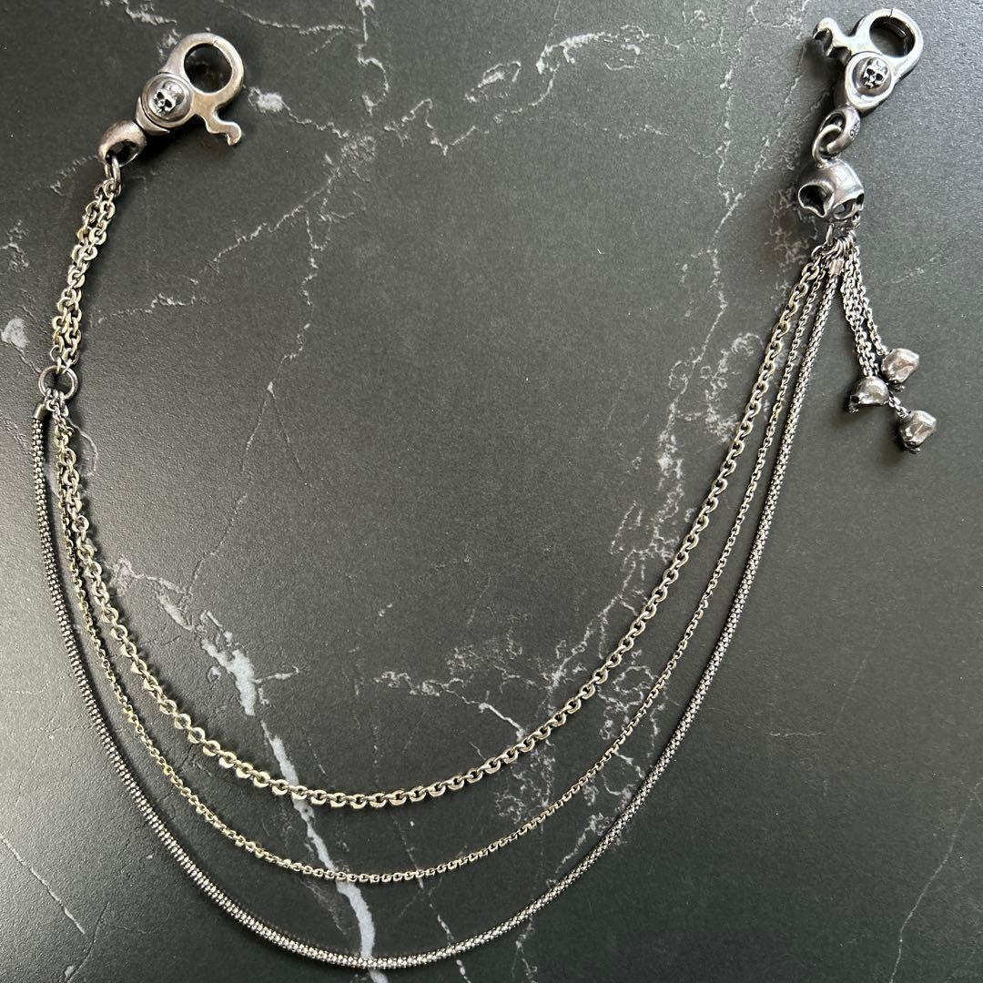 Roen 3連ウォレットチェーン　スカル　シルバー　925 hide