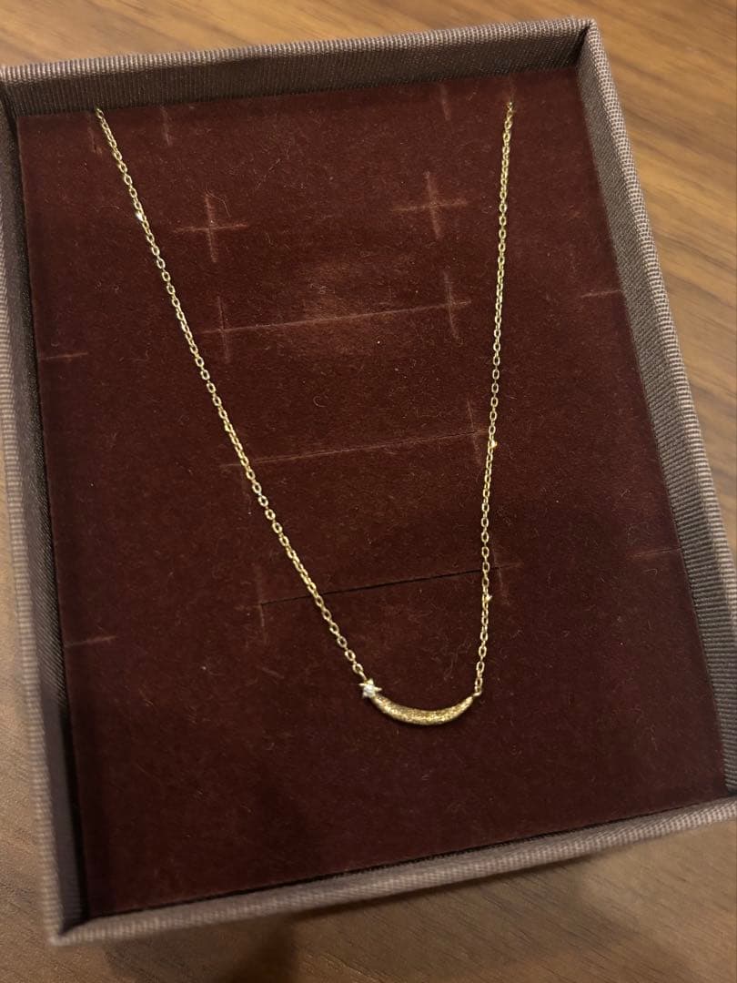 ete K10YG クレセントムーン ダイヤモンド ネックレス 761407