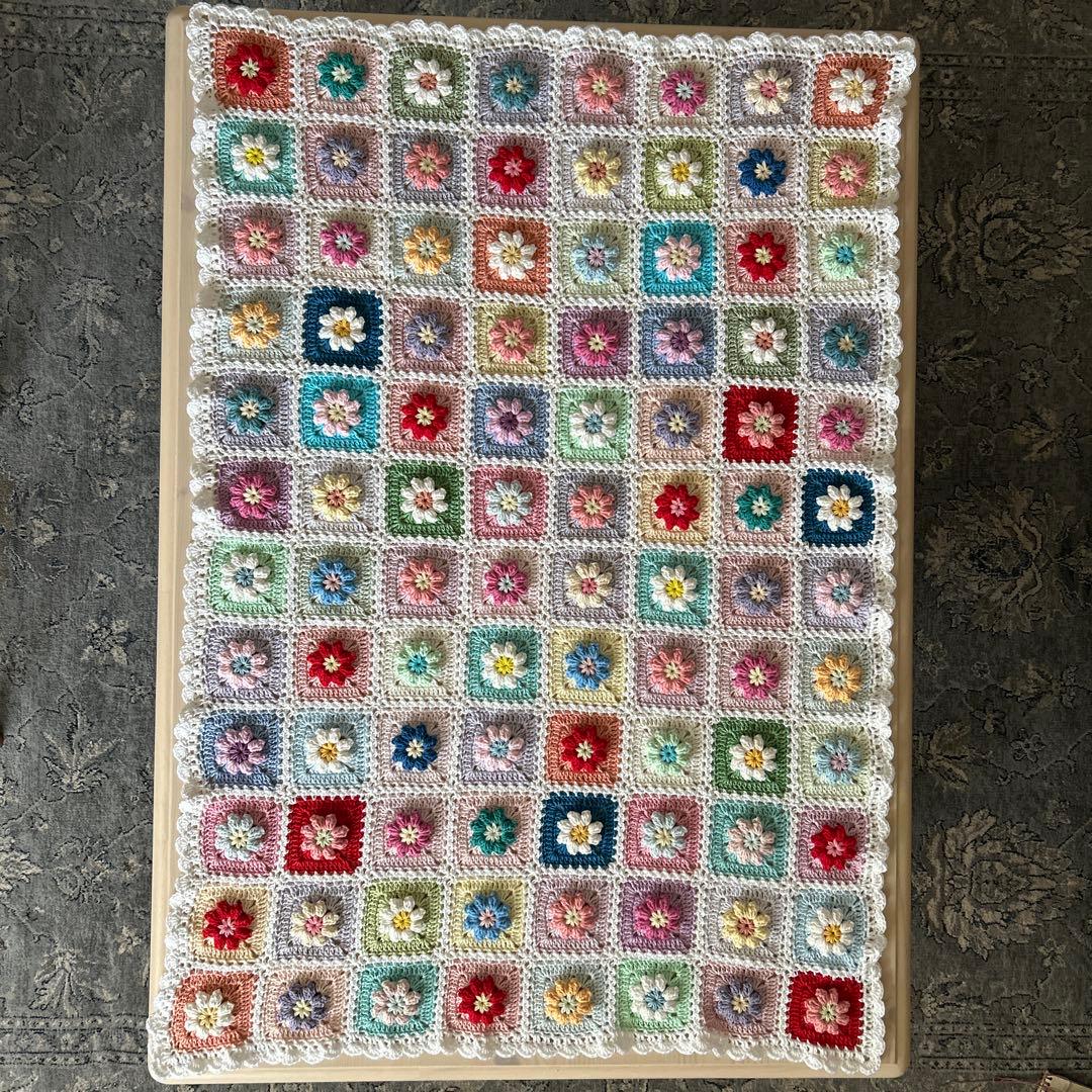 Ri様ご確認用 ぷっくり。お花のモチーフ編み マルチカバー ブランケット