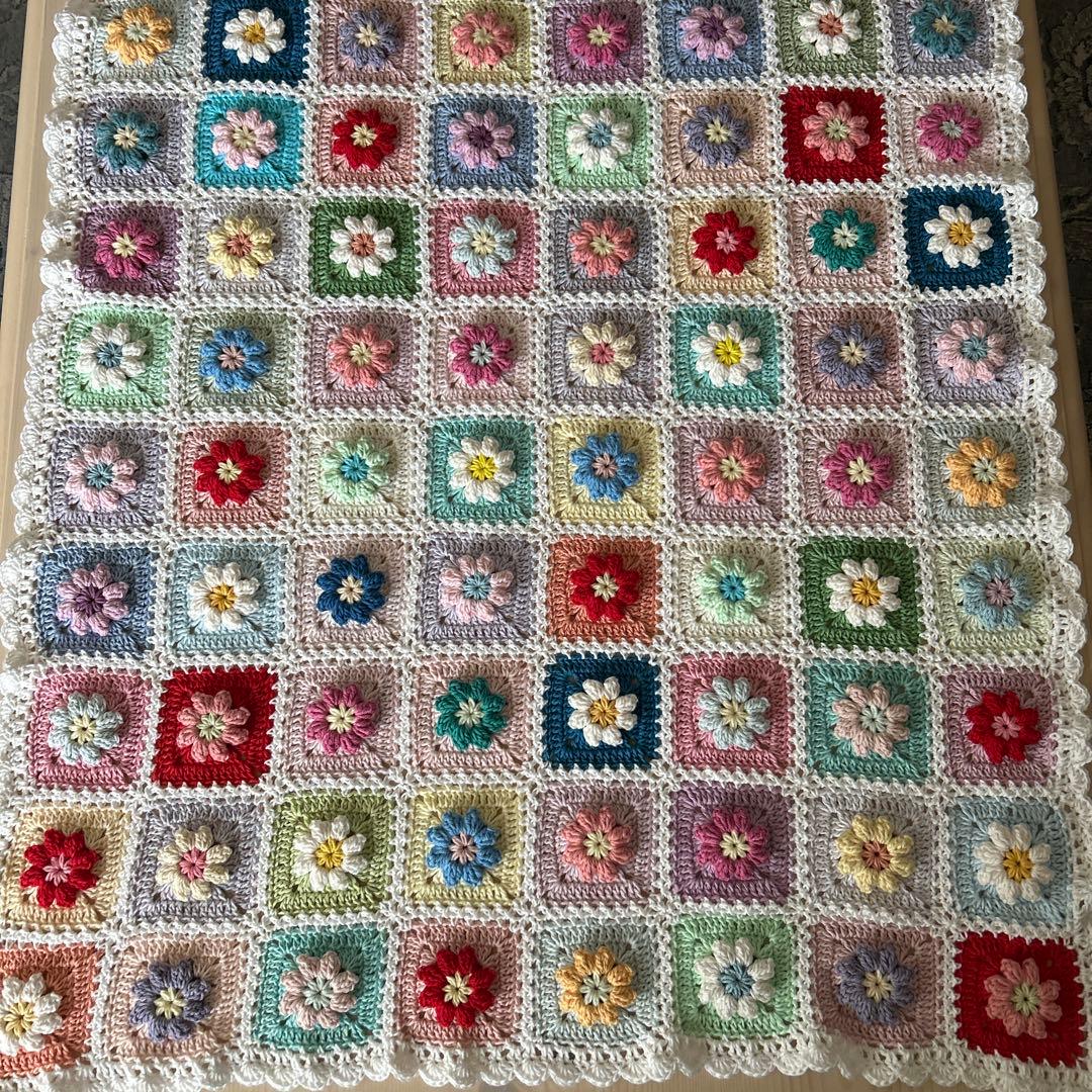 Ri様ご確認用 ぷっくり。お花のモチーフ編み マルチカバー ブランケット