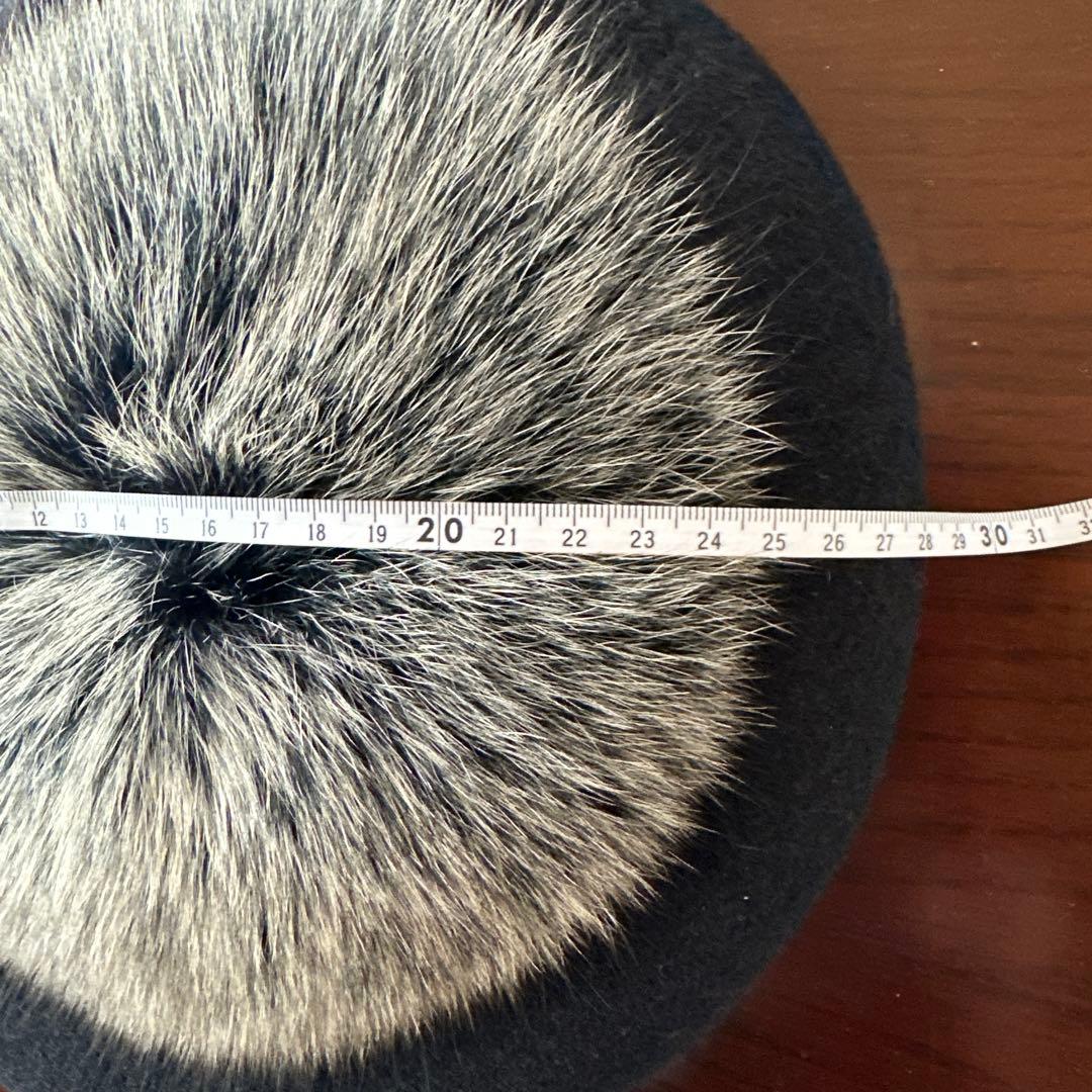 tokukaiＫＡＢＵＫＵカシラフォックスファーポンポンベレー帽ブラック