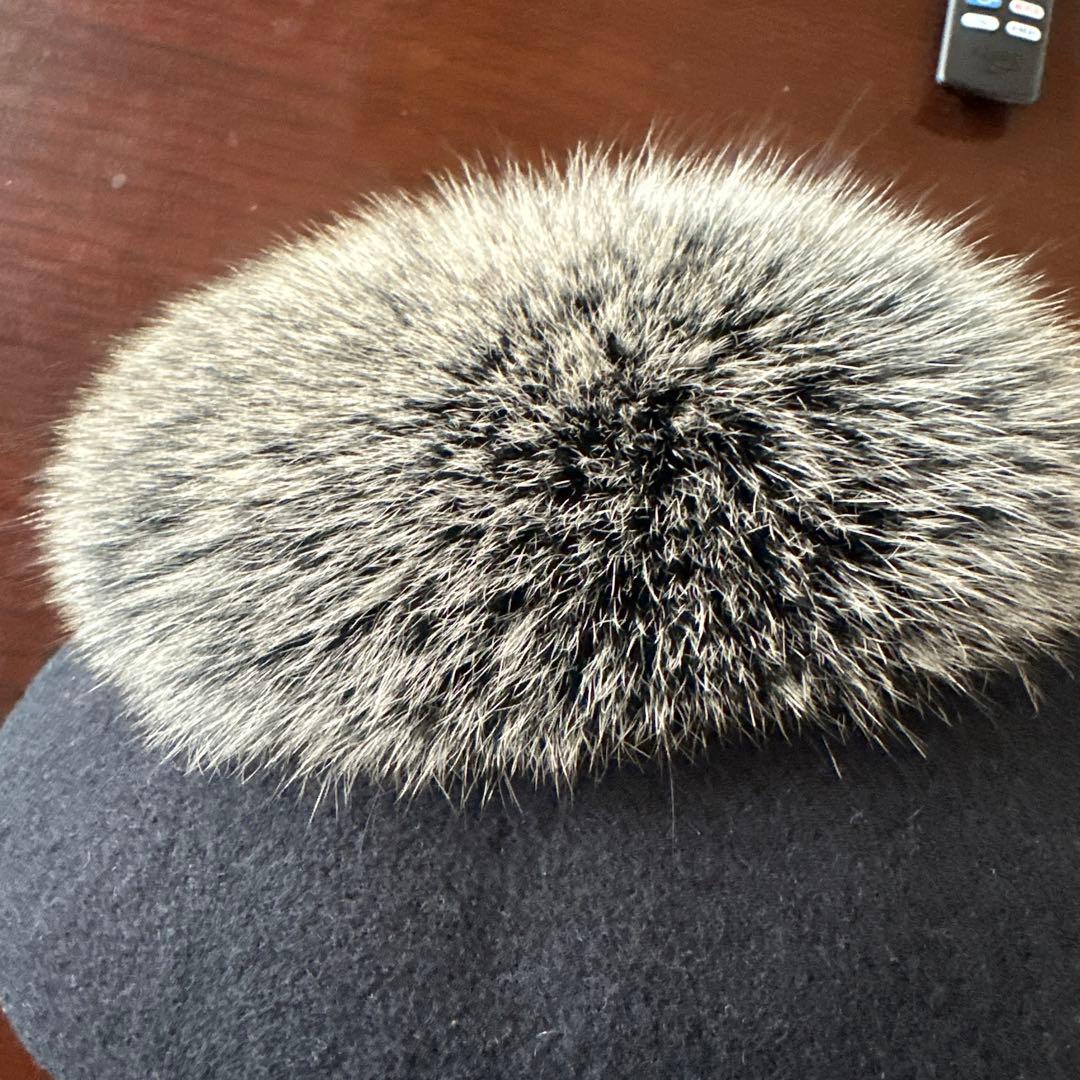 tokukaiＫＡＢＵＫＵカシラフォックスファーポンポンベレー帽ブラック