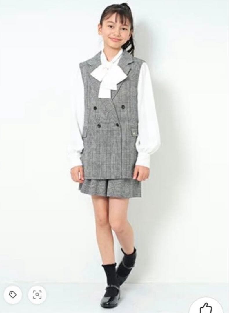 ケイトスペード チェック柄ショートパンツセット フォーマル 卒業式 卒服 140