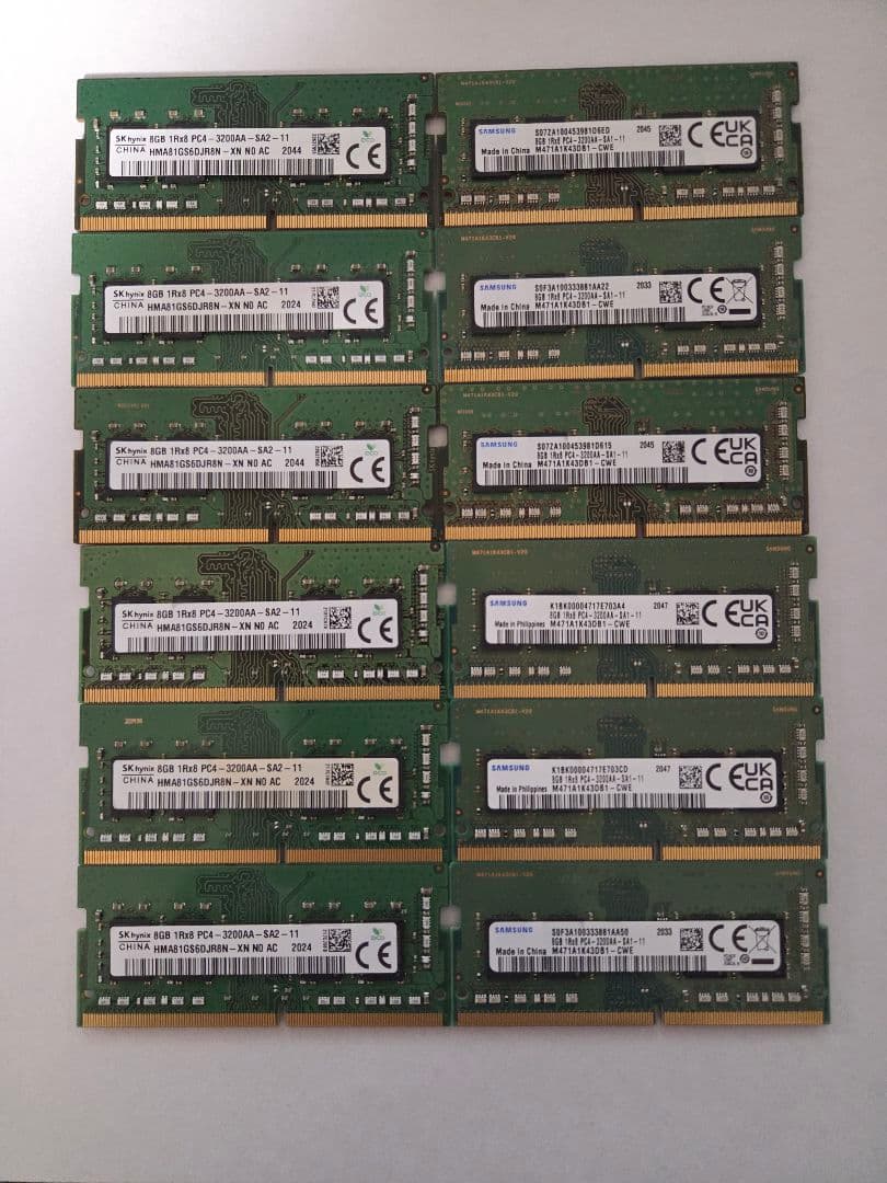 ノート用メモリー DDR4 PC4 3200AA 12枚