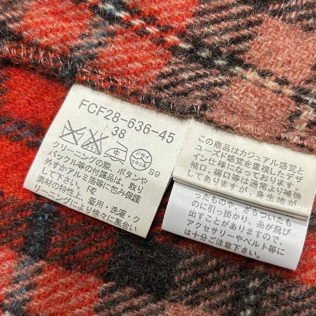 バーバリーブルーレーベル チェック柄 ウール ピーコート 刻印金ボタン