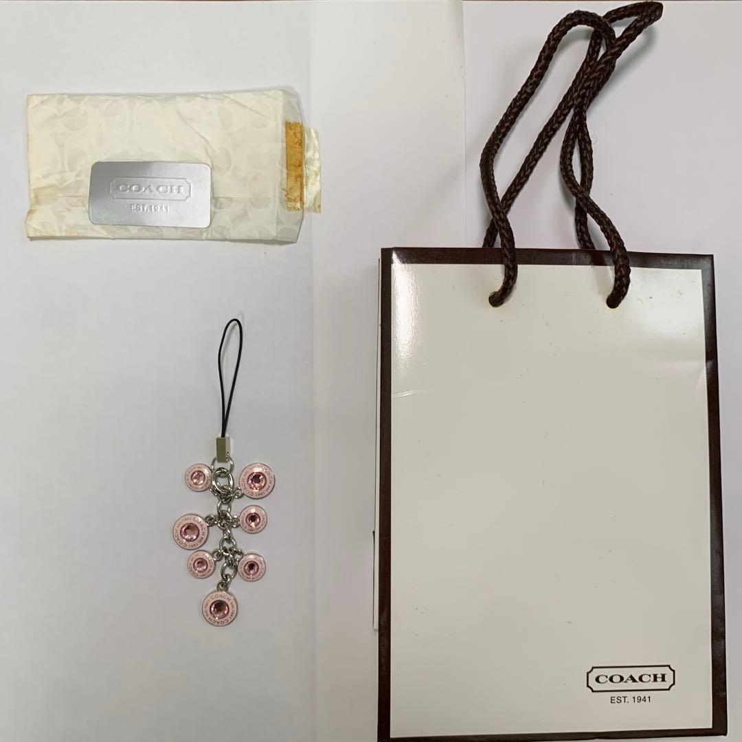 激レア‼️ COACH チャーム ストラップ付き ピンク ストーン
