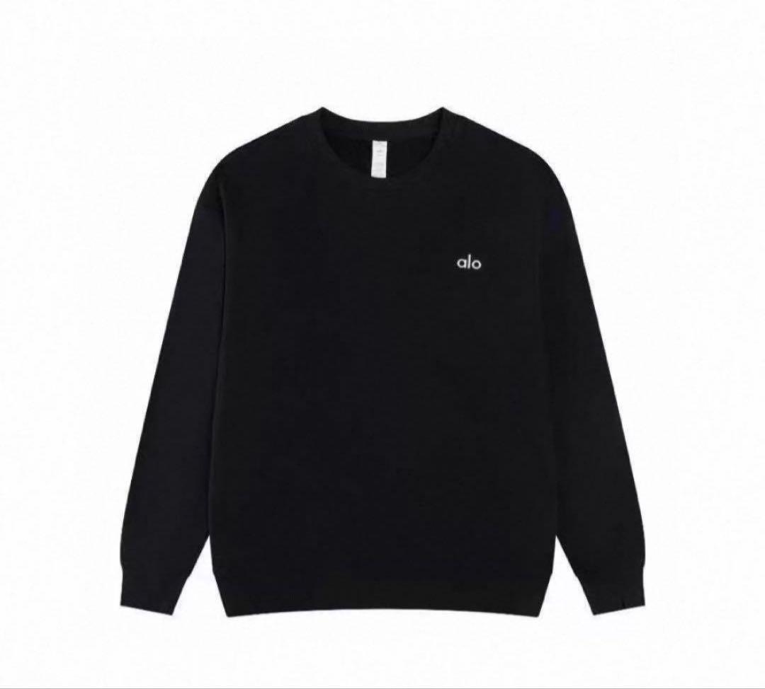 alo 裏起毛ブラック クルーネック トレーナー レディースMサイズ スウェット