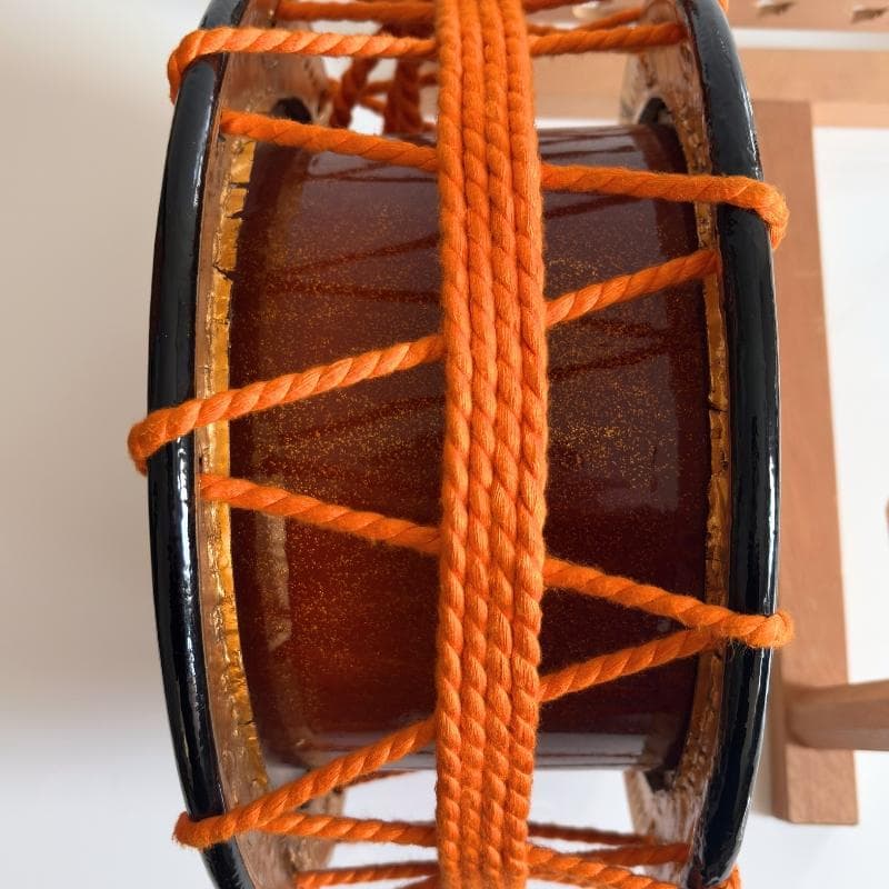 【金箔縁仕上げ・漆塗り】締め太鼓 直径35cm・バチ・和太鼓・締太鼓