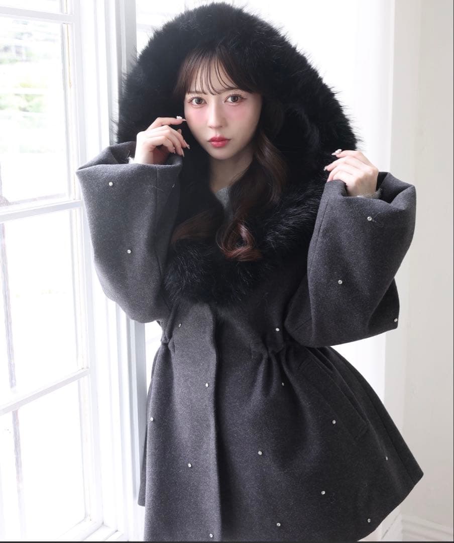 NICE CLAUP ナイスクラップ ビジュー付き女の子コート