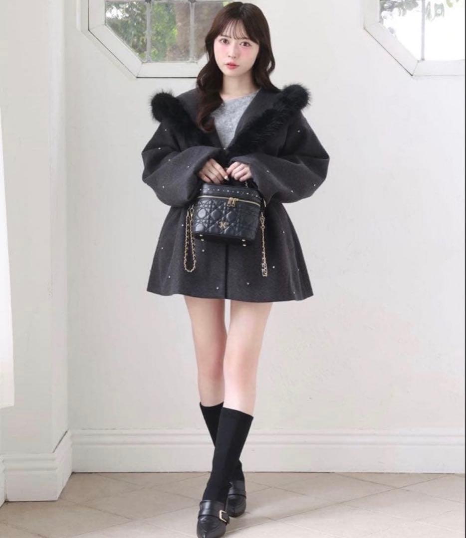 NICE CLAUP ナイスクラップ ビジュー付き女の子コート