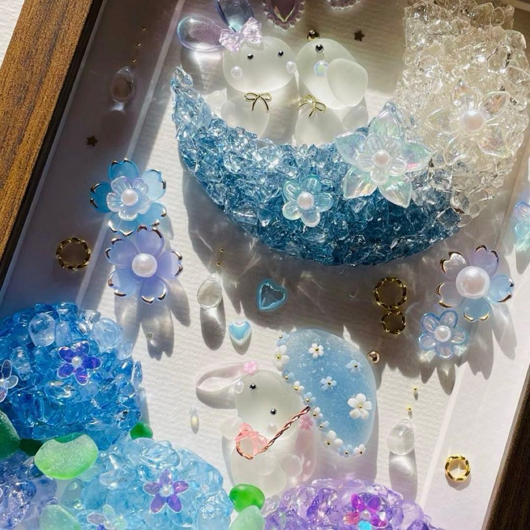 ＊三日月ともこもこ紫陽花＊シーグラスアート 梅雨