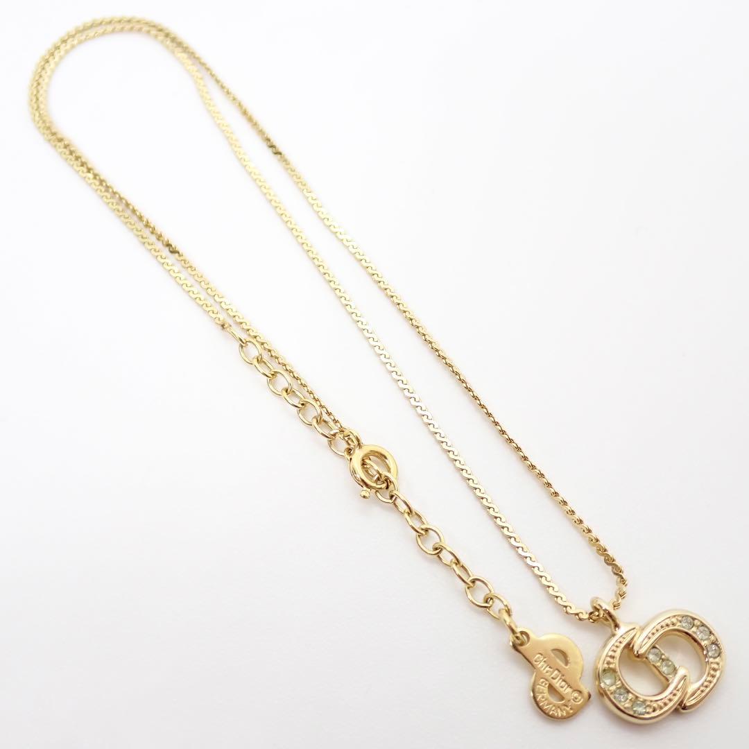 ディオール　ネックレス　CDロゴ　ラインストーン　ゴールド　金