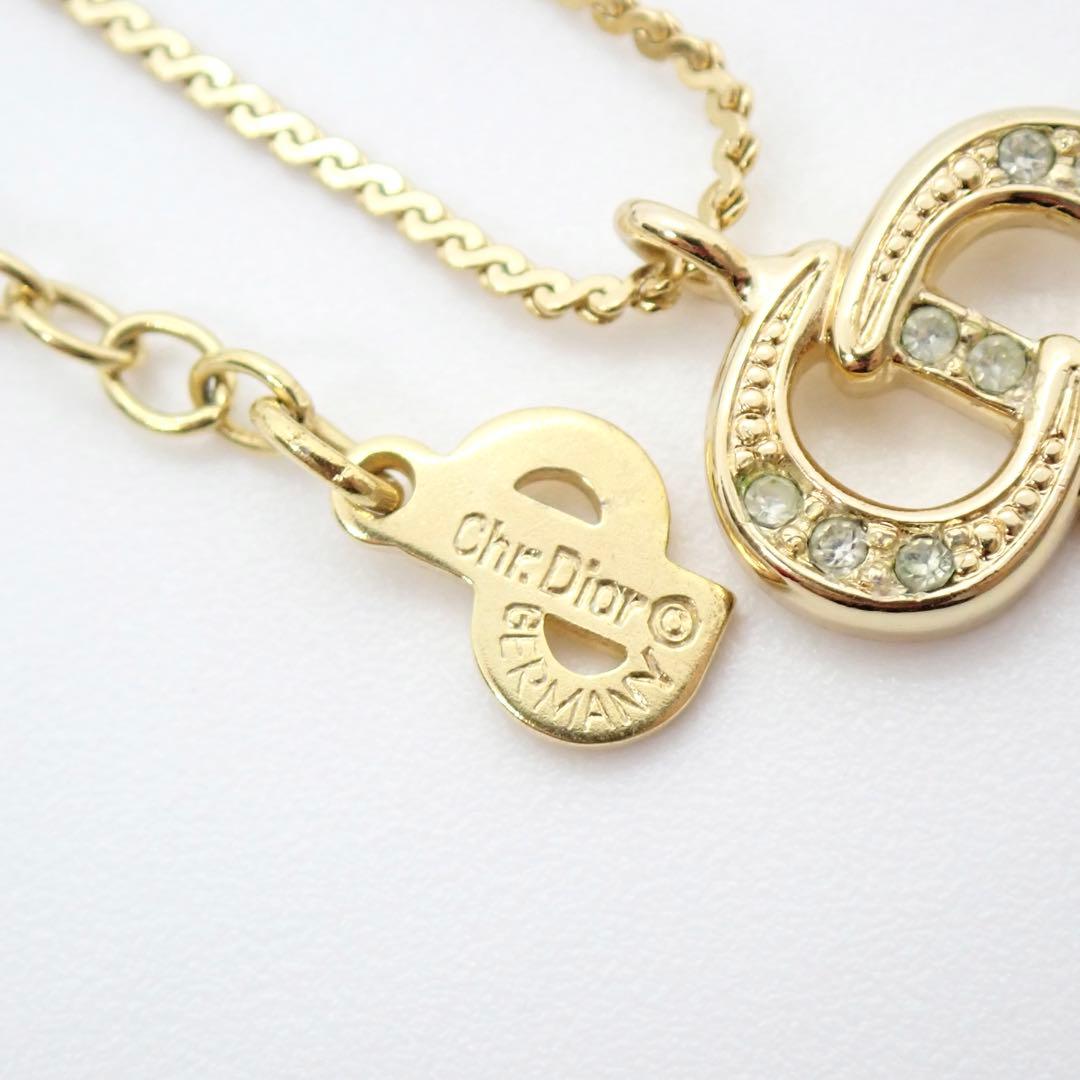 ディオール　ネックレス　CDロゴ　ラインストーン　ゴールド　金