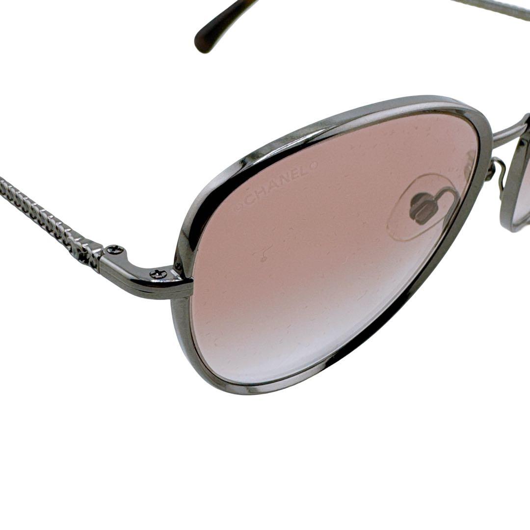 シャネル 度なし ウェリントン ココマーク チェーン サングラス シルバー 箱