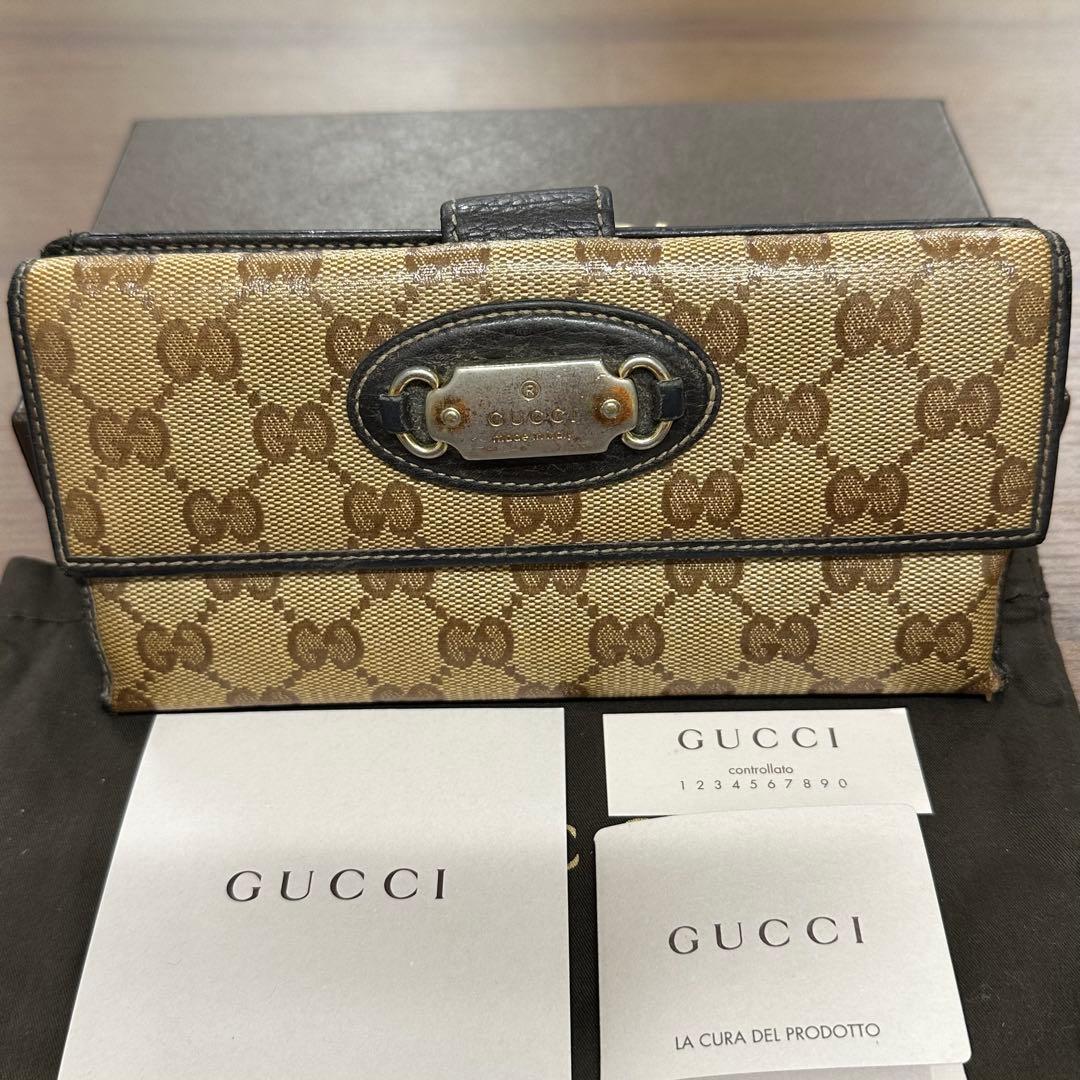 新品同様‼️ グッチ　GUCCI 財布　二つ折り　長財布　GGキャンバス
