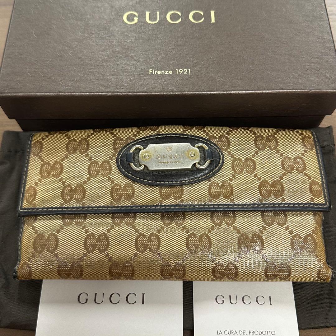 新品同様‼️ グッチ　GUCCI 財布　二つ折り　長財布　GGキャンバス