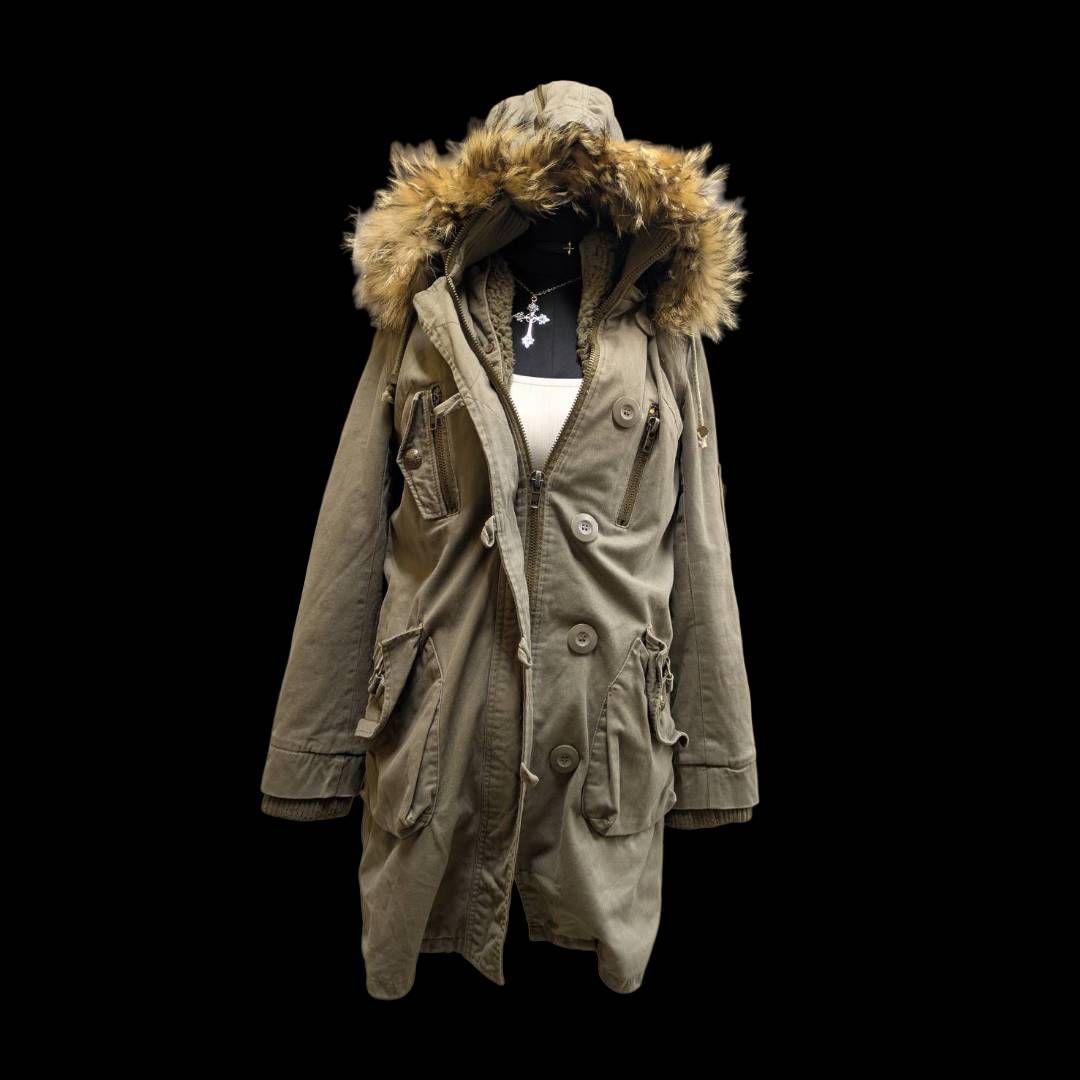 平成ギャル y2k グランジ　ファー付き　モッズコート　ダークコア　ギミック