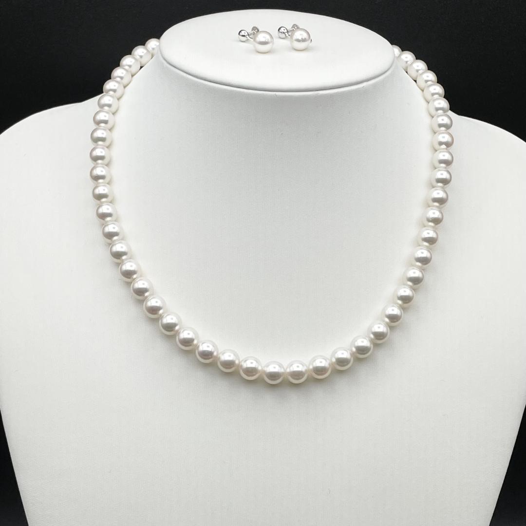 アコヤ真珠 花珠 GGC鑑別書 約7-7.5 ネックレス イヤリング
