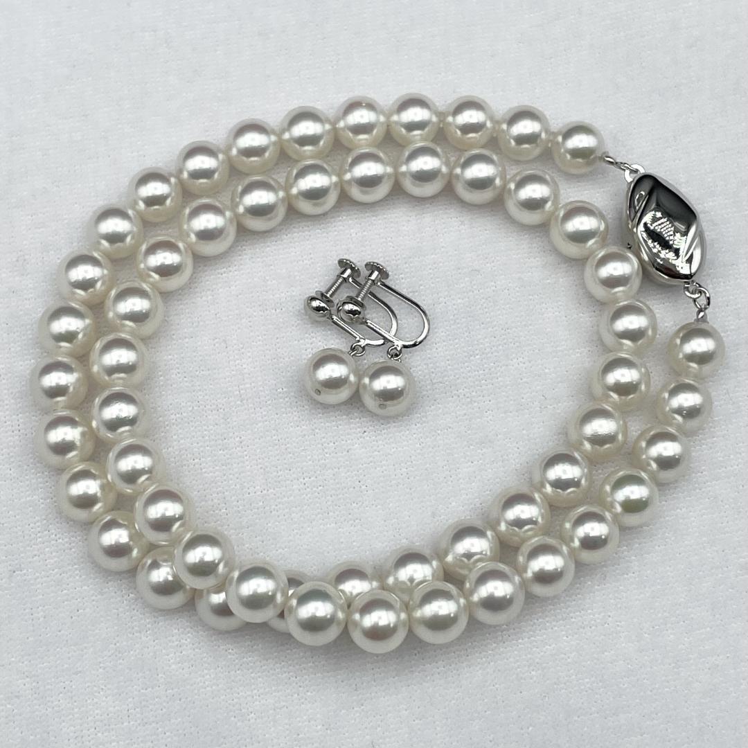 アコヤ真珠 花珠 GGC鑑別書 約7-7.5 ネックレス イヤリング