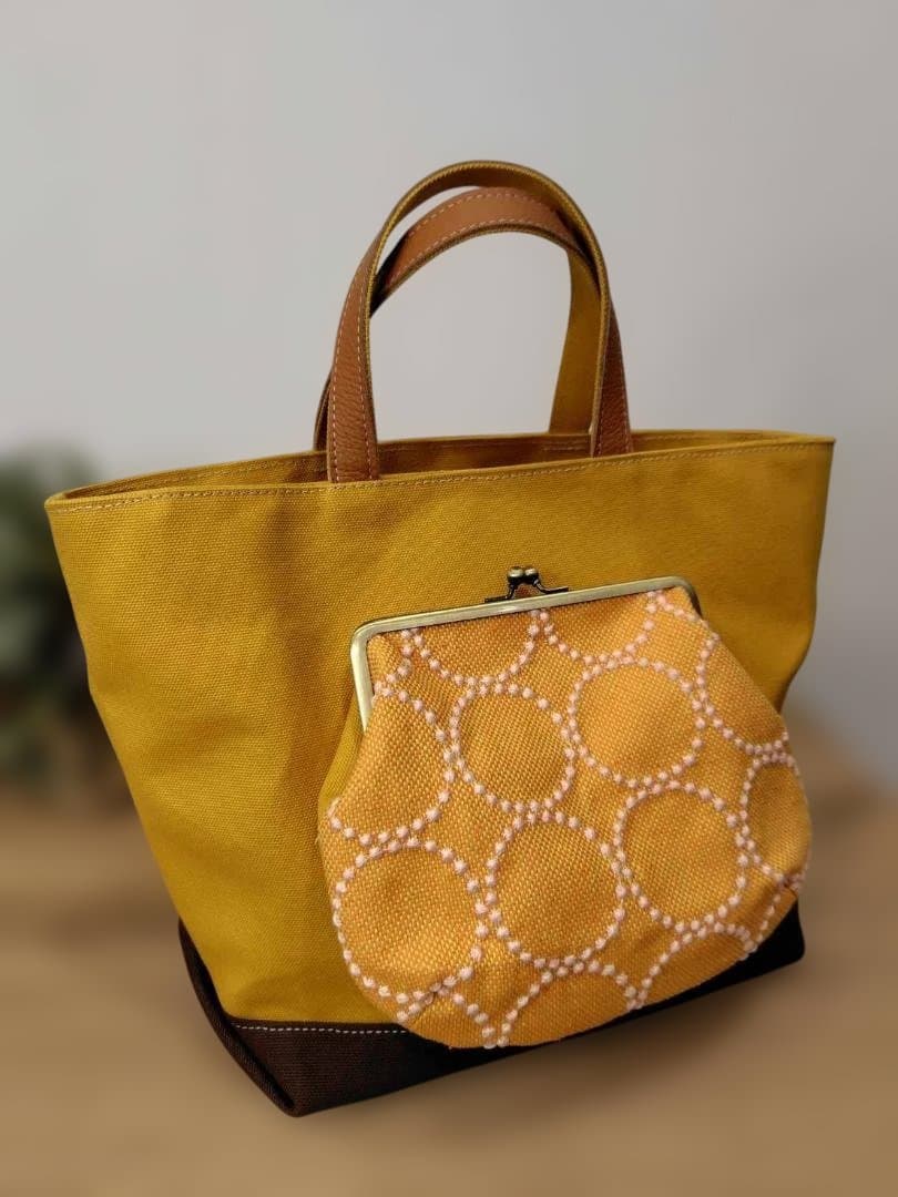 よじょーはん様 /2025タンバリンネイビー×白/がま口ポケット付きMSトート