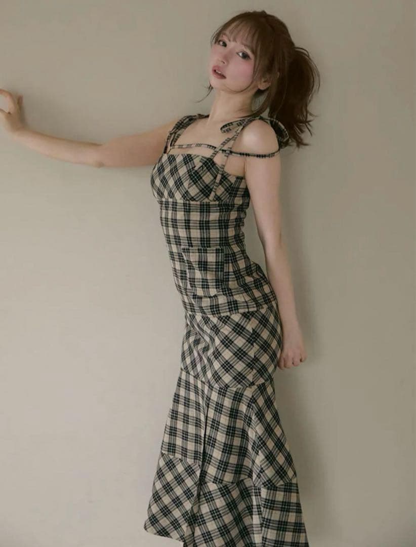 ANDMARY Cecily check long dress アンドマリー
