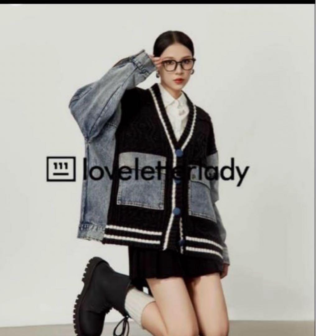 ジャケット・アウター AURORAVintage Stitched Denim Knit Jacket