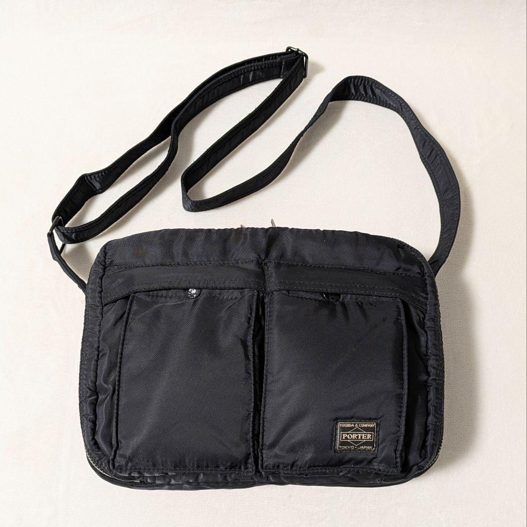 ポーター タンカー ショルダーバッグ 2層 黒 PORTER TANKER