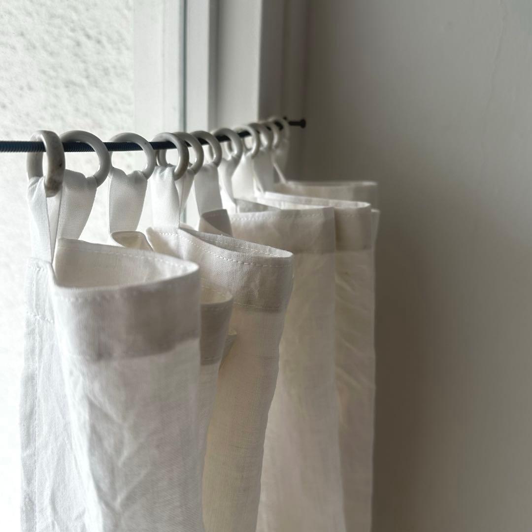 古道具/大判白磁リングの古布カーテン　幅165㎝×丈200㎝