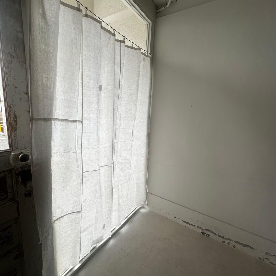 古道具/大判白磁リングの古布カーテン　幅165㎝×丈200㎝