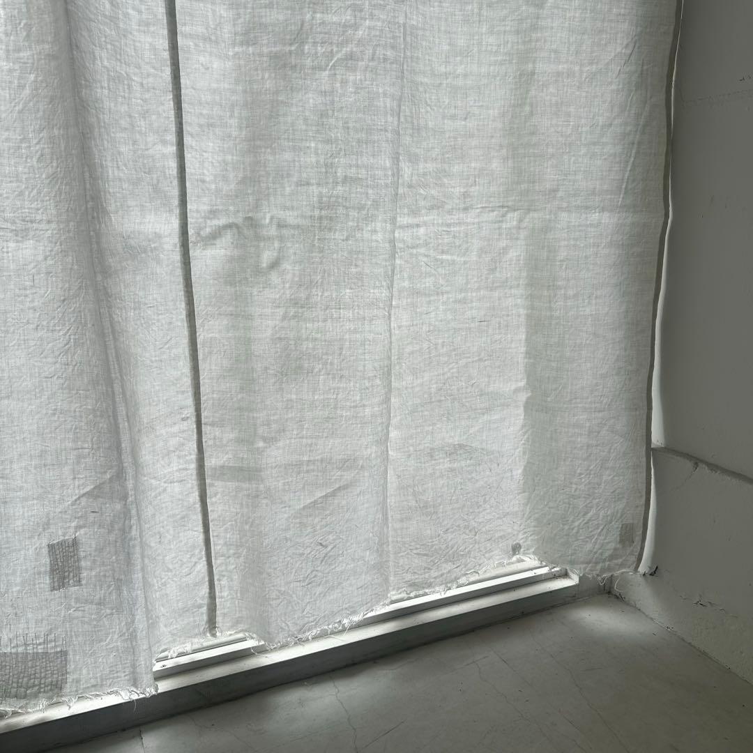 古道具/大判白磁リングの古布カーテン　幅165㎝×丈200㎝