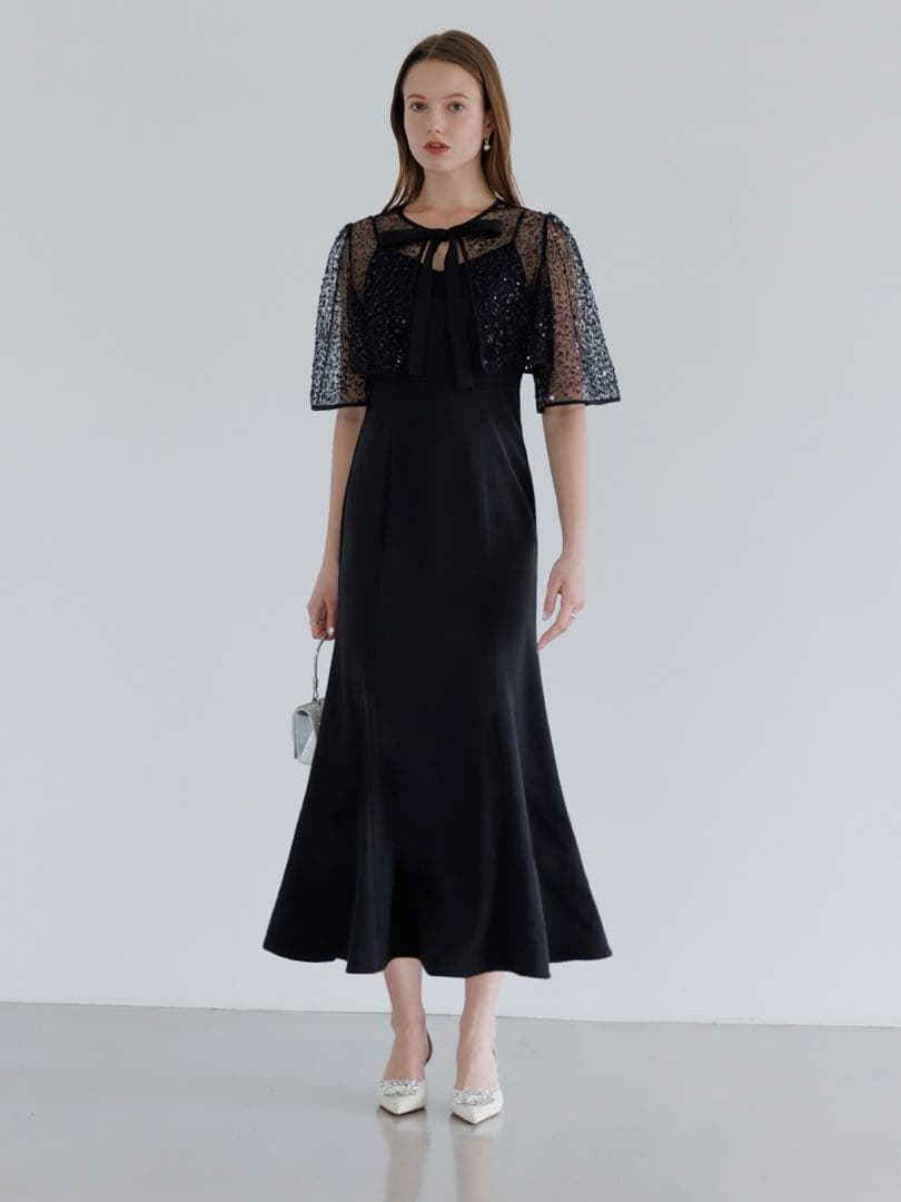 スパンコールビジューボレロマーメイドワンピースドレス結婚式二次会パーティー成人式