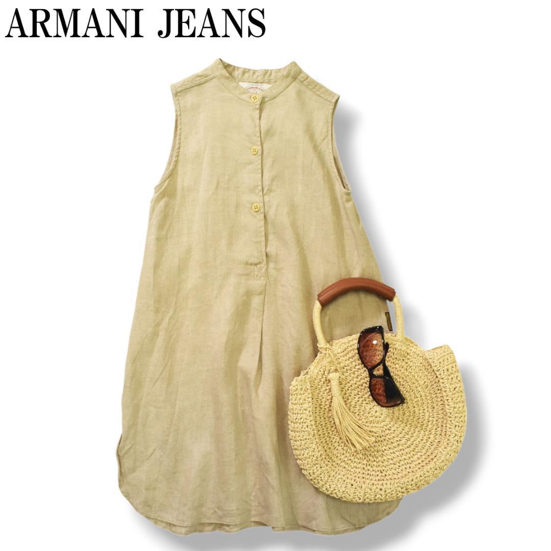 【上質】イタリア製 アルマーニジーンズ リネン100％ ノースリーブチュニック♪