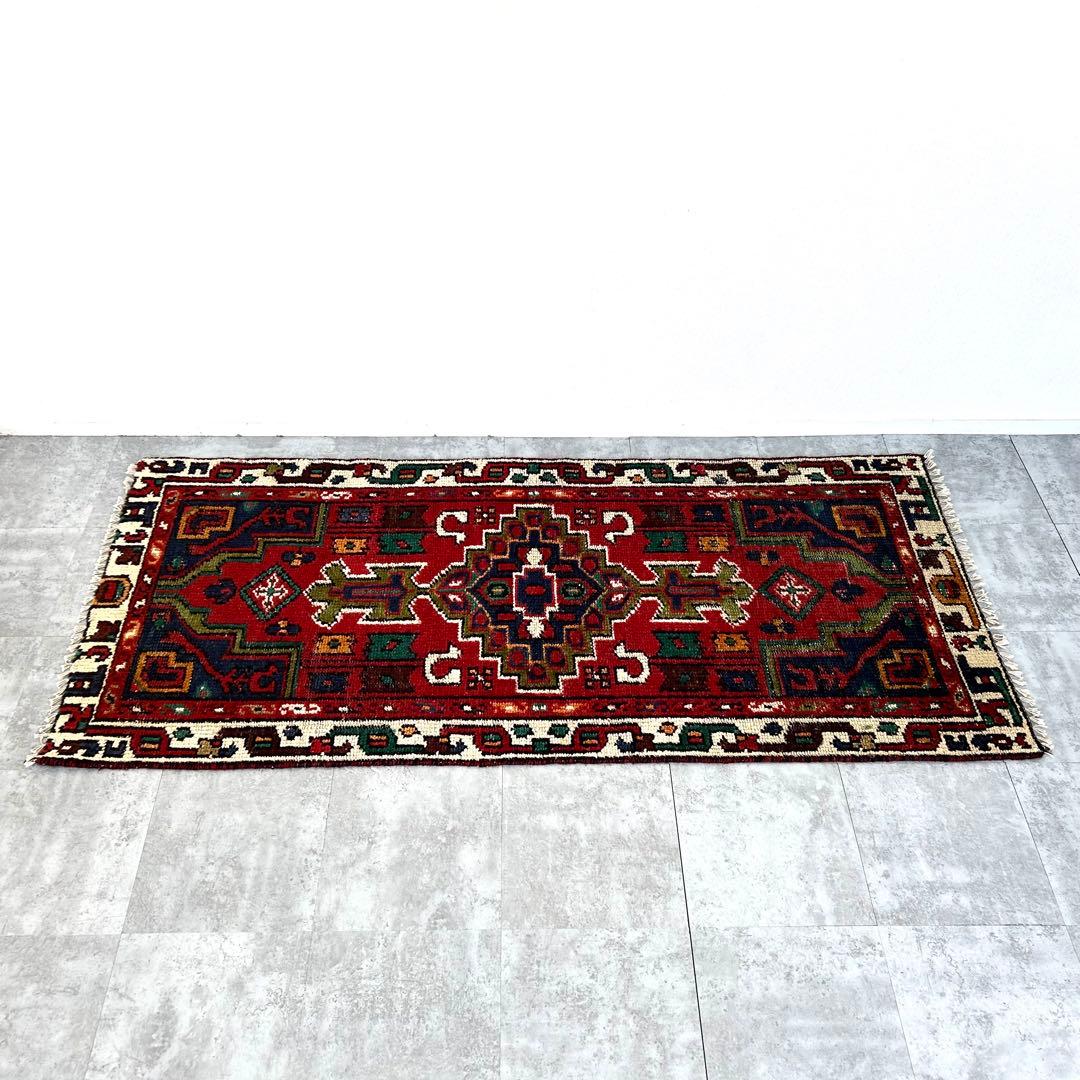 1980's 181cm×82cm 手織りラグ