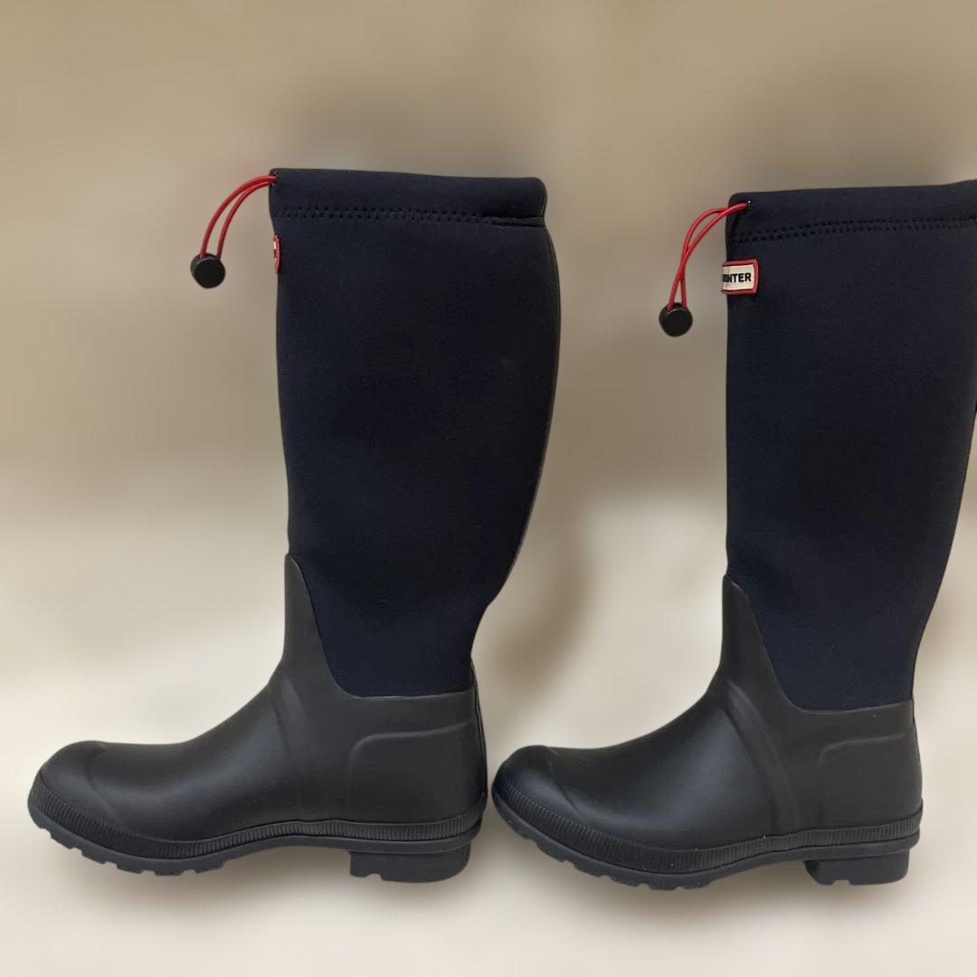 美品HUNTER ハンターレインブーツ　長靴　ブラック24.5センチUS8