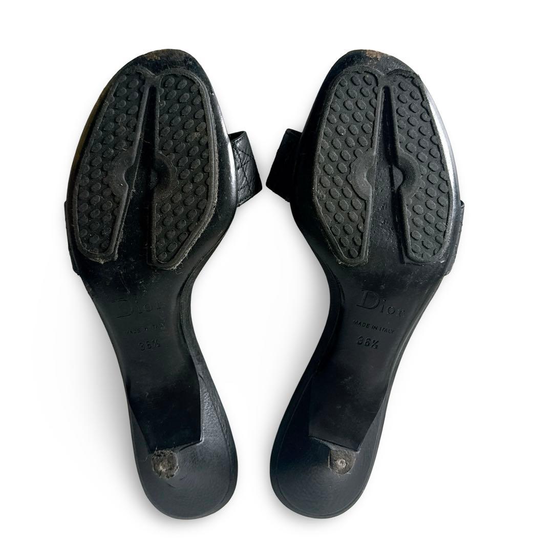 Dior クリスチャン・ディオール ロゴ レザー ミュール サンダル ブラック